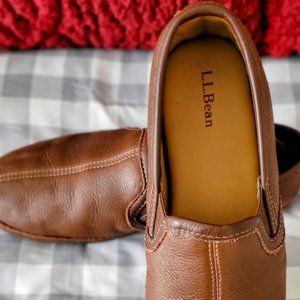 LL Bean Elkhide Leather Slippers Men Size 12 brown